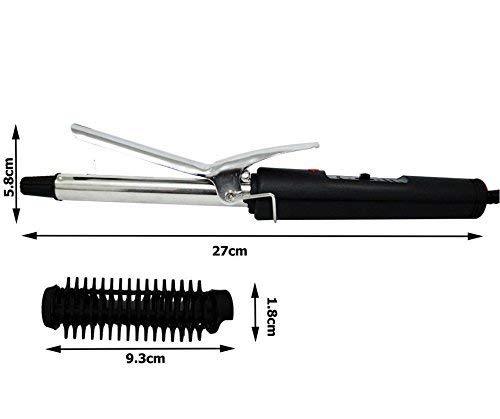 Wukusy 1343 black hair curling iron rod for women, showing a close-up of the curling barrel and handle in a health and beauty setting