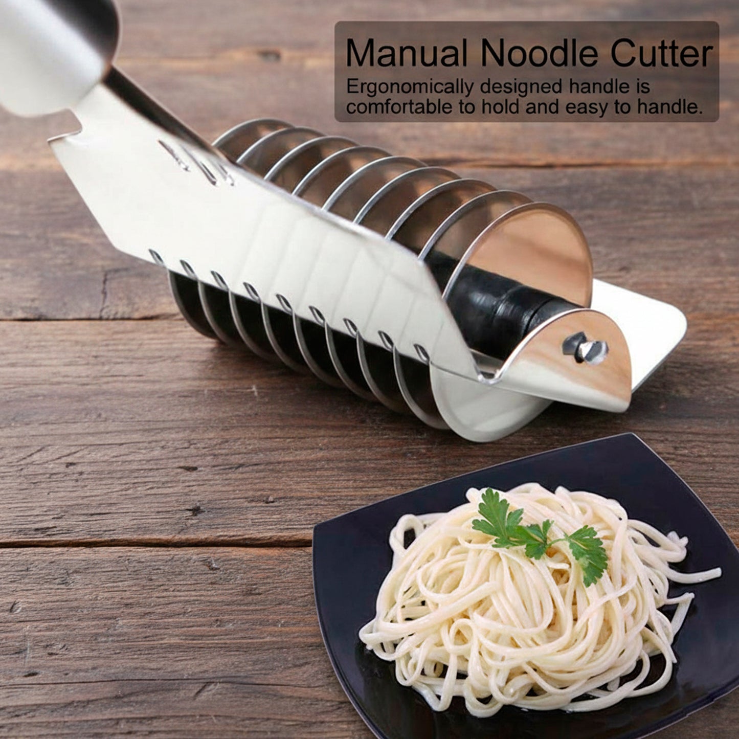 Wukusy manual multi-blade dough cutter roller with multiple blades for even dough slicing, shown in the image.