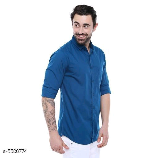 Blue partywear men's shirt by Seasons, featuring stylish design and tailored fit, shown on a hanger against a plain background.