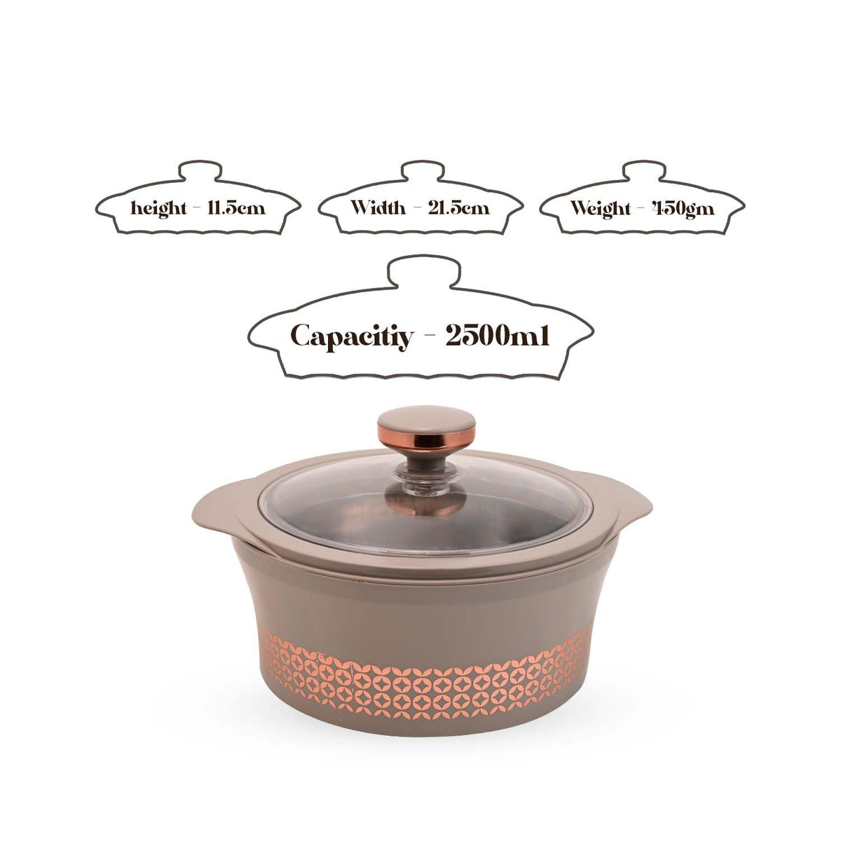 Stainless steel casserole with glass lid and roti server, Thermosteel insulated hotpot by Drpshippr, 2500 ML capacity for home kitchen use.