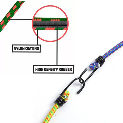 Multicolor Wukusy 513 luggage strap wrapped around a suitcase for secure travel identification.