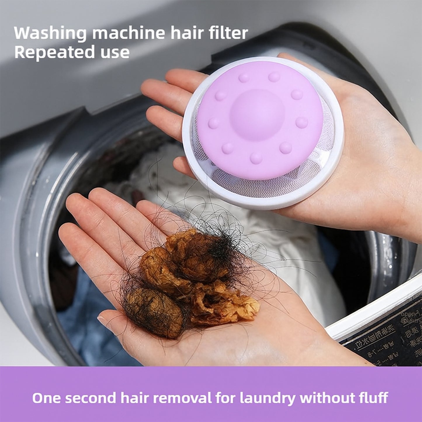 Wukusy floating washing machine lint mesh filter bag for home laundry, designed to trap lint and debris during wash cycles.