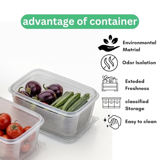 Set of six Drpshippr Super Store plastic fridge containers, 1800 ml capacity each, for organized kitchen storage.