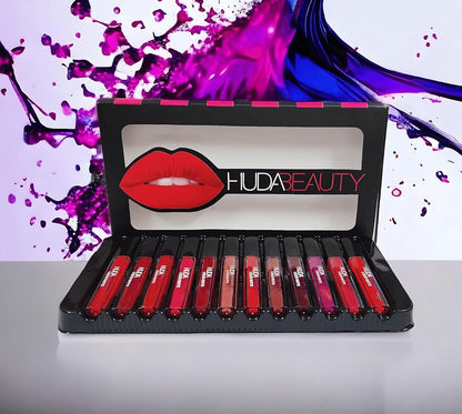 Set of 12 Drpshippr Superstay Unique Color liquid matte nude lipsticks in 5ml tubes, showcasing a variety of beauty shades.