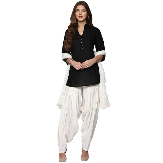 Designer women short kurta and Patiala Salwar suit set with matching dupatta, stylish traditional Indian attire by FIZZI SHOP.