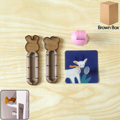 Set of three cartoon animal door stoppers by Wukusy featuring cute plush animal designs for child-friendly home decor.
