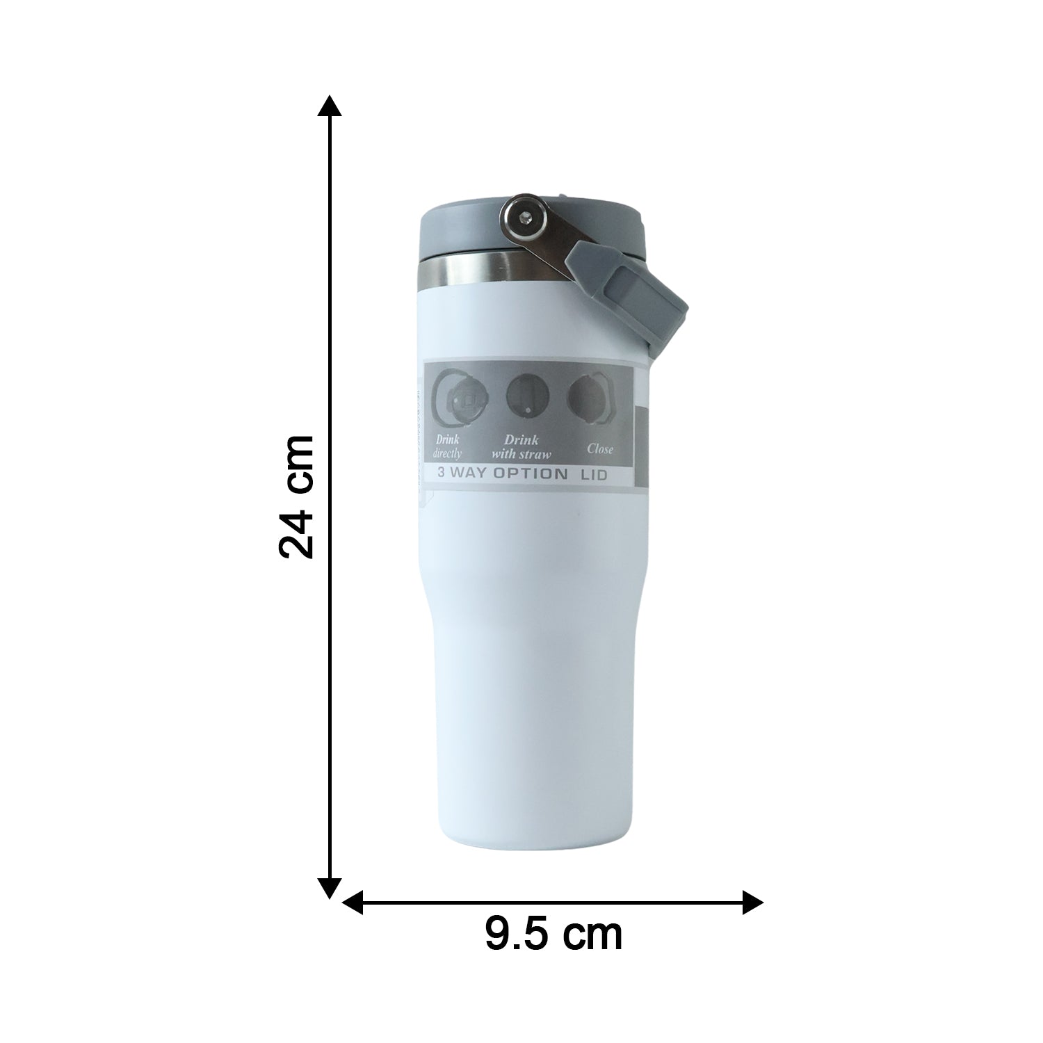 Wukusy premium stainless steel tumbler mug with vacuum insulation, 890 ml capacity, shown in black with lid and sleek design.