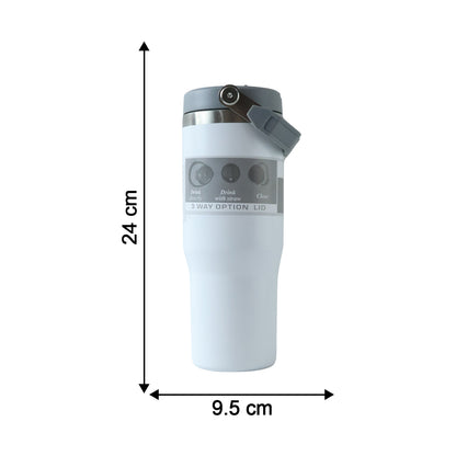 Wukusy premium stainless steel tumbler mug with vacuum insulation, 890 ml capacity, shown in black with lid and sleek design.