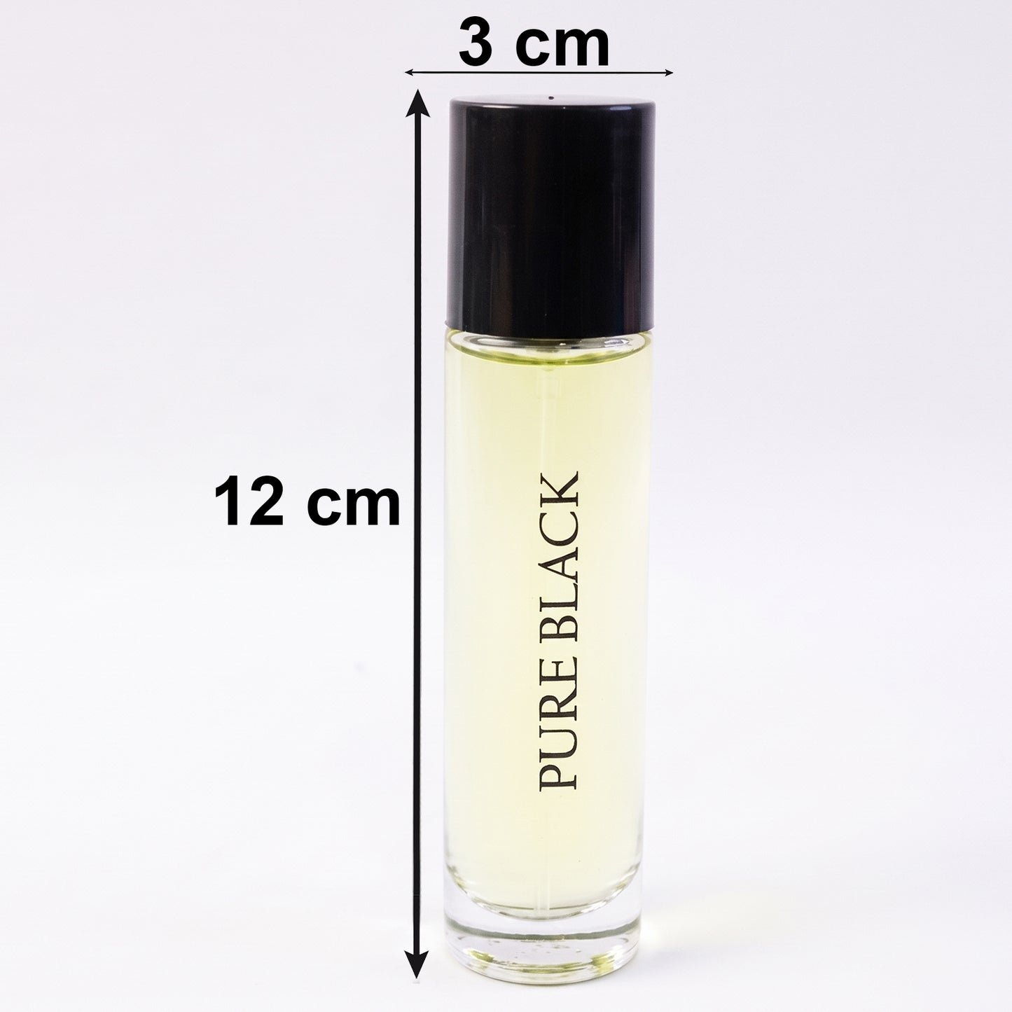 Wukusy Pure Black Eau De Parfum spray bottle, 30ml, with sleek black packaging and elegant design.