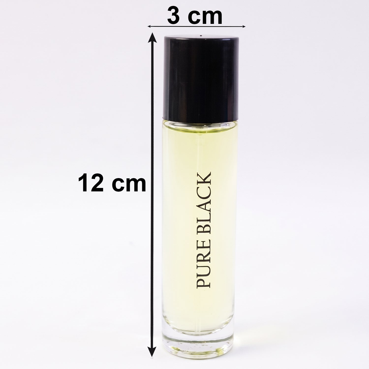 Wukusy Pure Black Eau De Parfum spray bottle, 30ml, with sleek black packaging and elegant design.