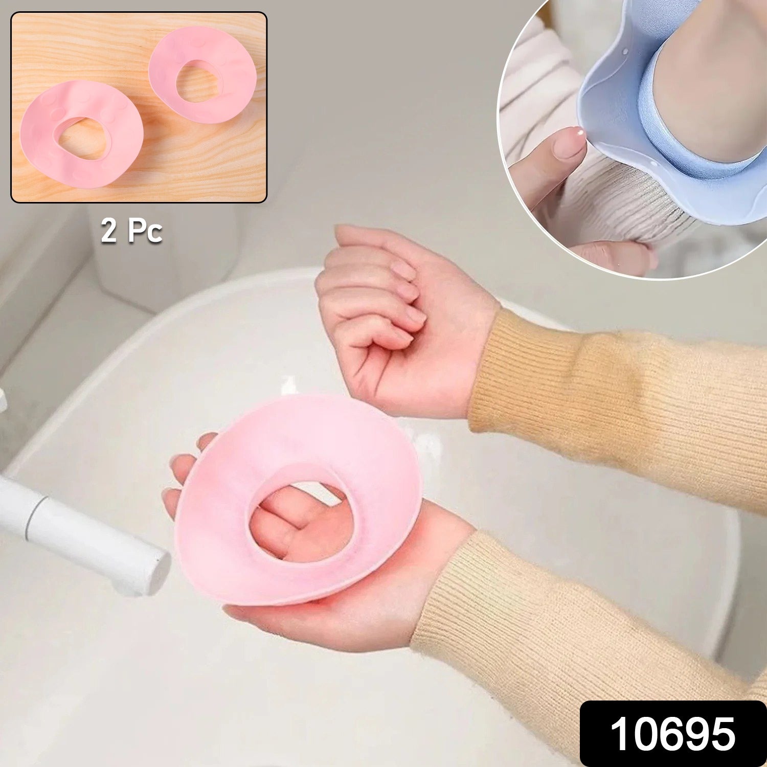 Pair of Wukusy silicone wrist water stoppers for washing, designed to prevent water from dripping or splashing during cleaning tasks.