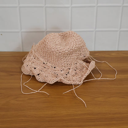 Wukusy stylish handwoven wide brim summer sun hat cap with natural straw texture and a broad brim for sun protection.