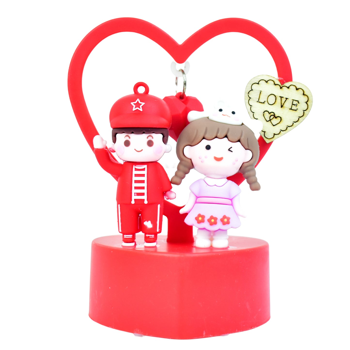 Wukusy romantic couple love showpiece with heart frame, home decor sculpture featuring a couple embracing, decorative and charming.