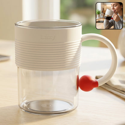Clear plastic tea and coffee mug with ring handle by Wukusy, ideal for home or office use, shown with transparent design