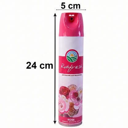 Wukusy Rose air freshener spray bottle, 220ml, with a floral rose design and spray nozzle for refreshing air in homes or cars.