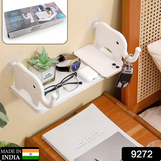 Wukusy elephant-shaped wall-mounted storage shelf for kitchen, bathroom, or bedroom, featuring a cute, multifunctional design.