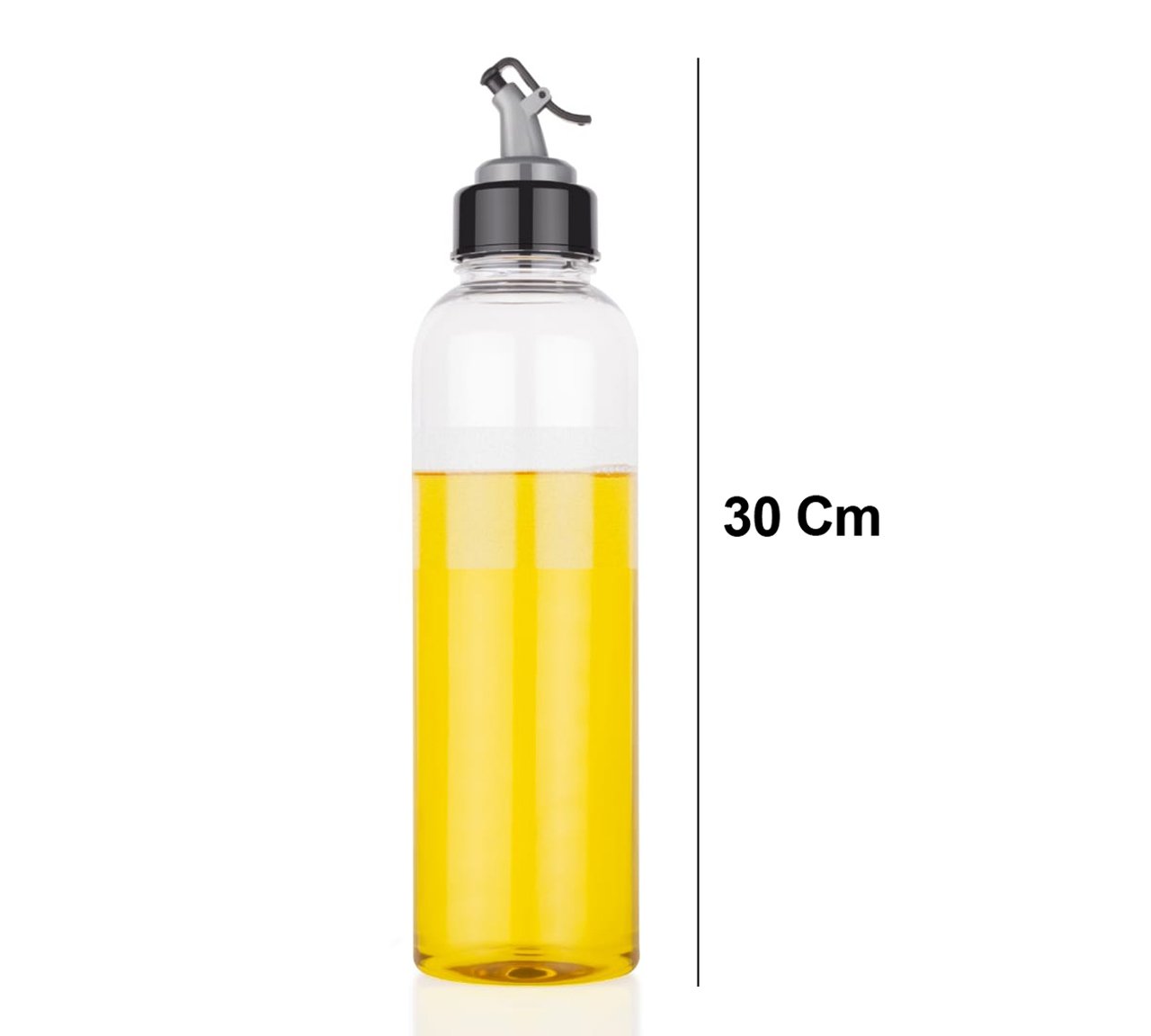 Wukusy 1-liter transparent plastic oil dispenser bottle, kitchen tool for storing and pouring cooking oil.