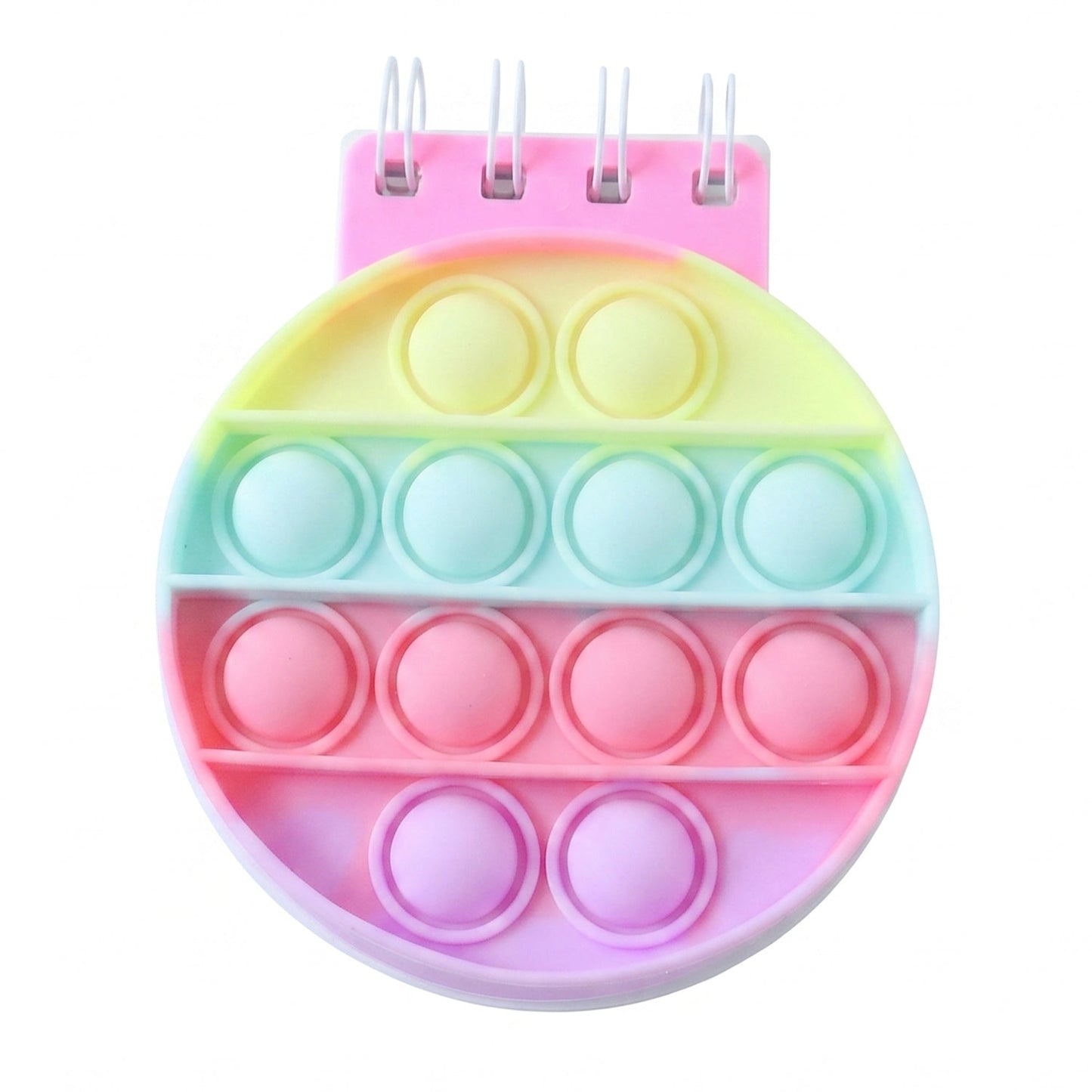 Wukusy Mini Pop It Diary Fidget Notebook for Kids with rainbow silicone bubble popper, colorful and compact for sensory fun