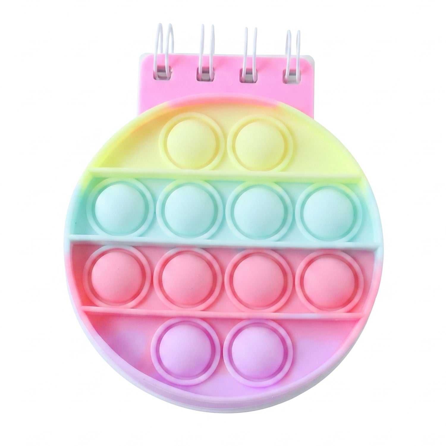 Wukusy Mini Pop It Diary Fidget Notebook for Kids with rainbow silicone bubble popper, colorful and compact for sensory fun