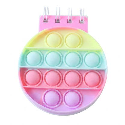 Wukusy Mini Pop It Diary Fidget Notebook for Kids with rainbow silicone bubble popper, colorful and compact for sensory fun
