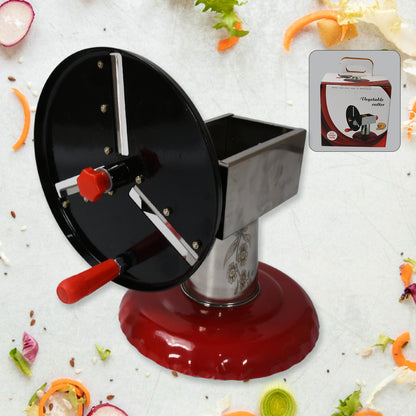 Wukusy stainless steel chips maker and vegetable slicer with iron wheel and stand, ideal for making potato chips and vegetable cuts.