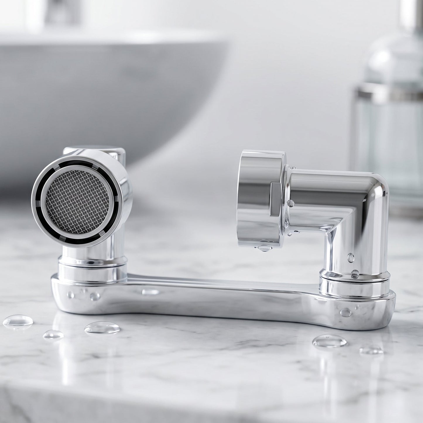 Flexible Faucet Head Extender With Rotating Water Flow For Kitchen Sink (1 Set)