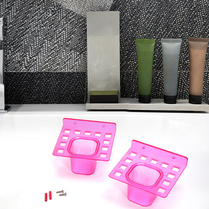Wukusy 2-in-1 tumbler and toothbrush holder set, two-piece pack, made of durable material for home bathroom organization.