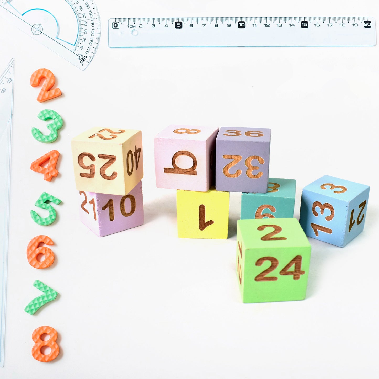 Wooden MathTime for Kids, educational math card game by Wukusy featuring colorful wooden cards for learning math skills.