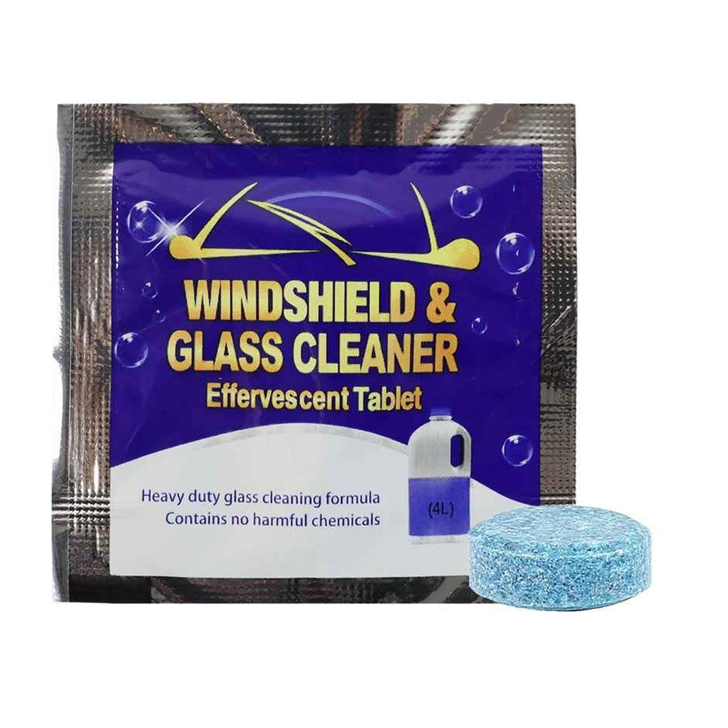 Wukusy car windshield glass cleaning effervescent tablet, close-up of the single tablet on a white background