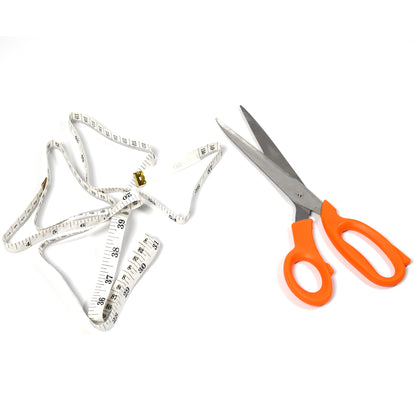 Wukusy tailor scissors with high-quality blades and flexible measuring tape for home sewing and tailoring projects.
