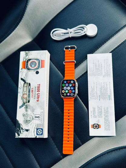 Drpshippr T800 Ultra Series smart watch with 1.99-inch display and Bluetooth calling feature, showing the watch face and band.