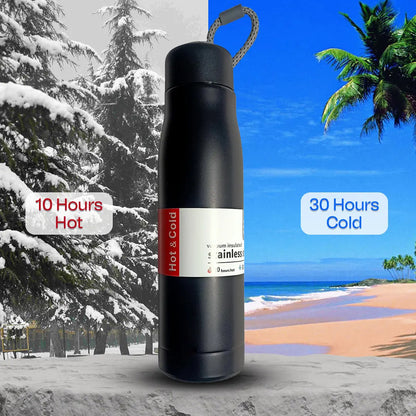 Wukusy double wall vacuum insulated water bottle, 550ml, in stainless steel with a sleek design and secure lid for hot or cold drinks.