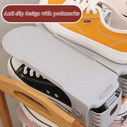Wukusy 7277 adjustable folding shoe slots organizer with multiple compartments for efficient shoe storage and organization.