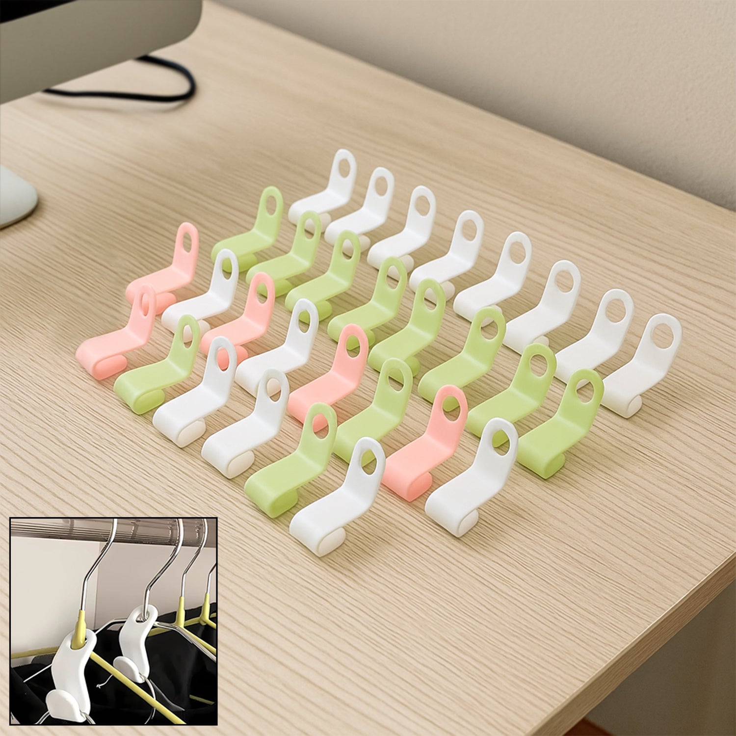 Set of 30 multi-color Wukusy hanger connector hooks for home improvement, ideal for organizing and hanging items efficiently.