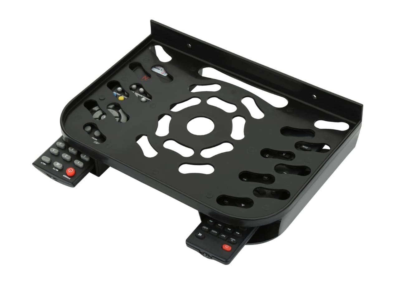 Wukusy TV setup box stand with multiple compartments for holding technical devices and setup boxes.