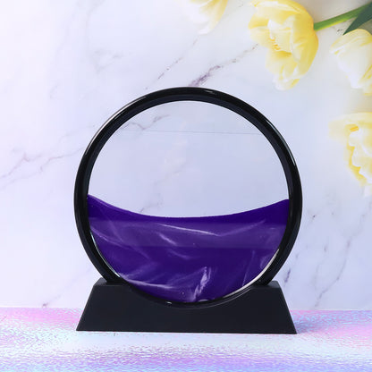 Wukusy 8781 moving sand art picture with deep sea sandscape in round glass frame, relaxing liquid motion desktop decor for home or office