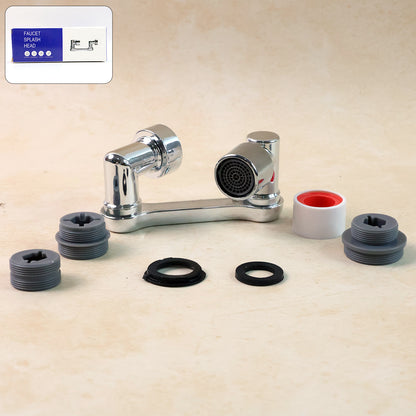 Universal rotating faucet splash head set by Wukusy, adjustable water flow with multiple rotating spray options.