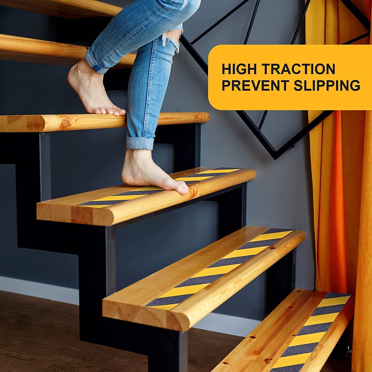 Wukusy heavy-duty anti-slip safety tape, 110x25mm, shown applied on a surface for slip resistance and safety.