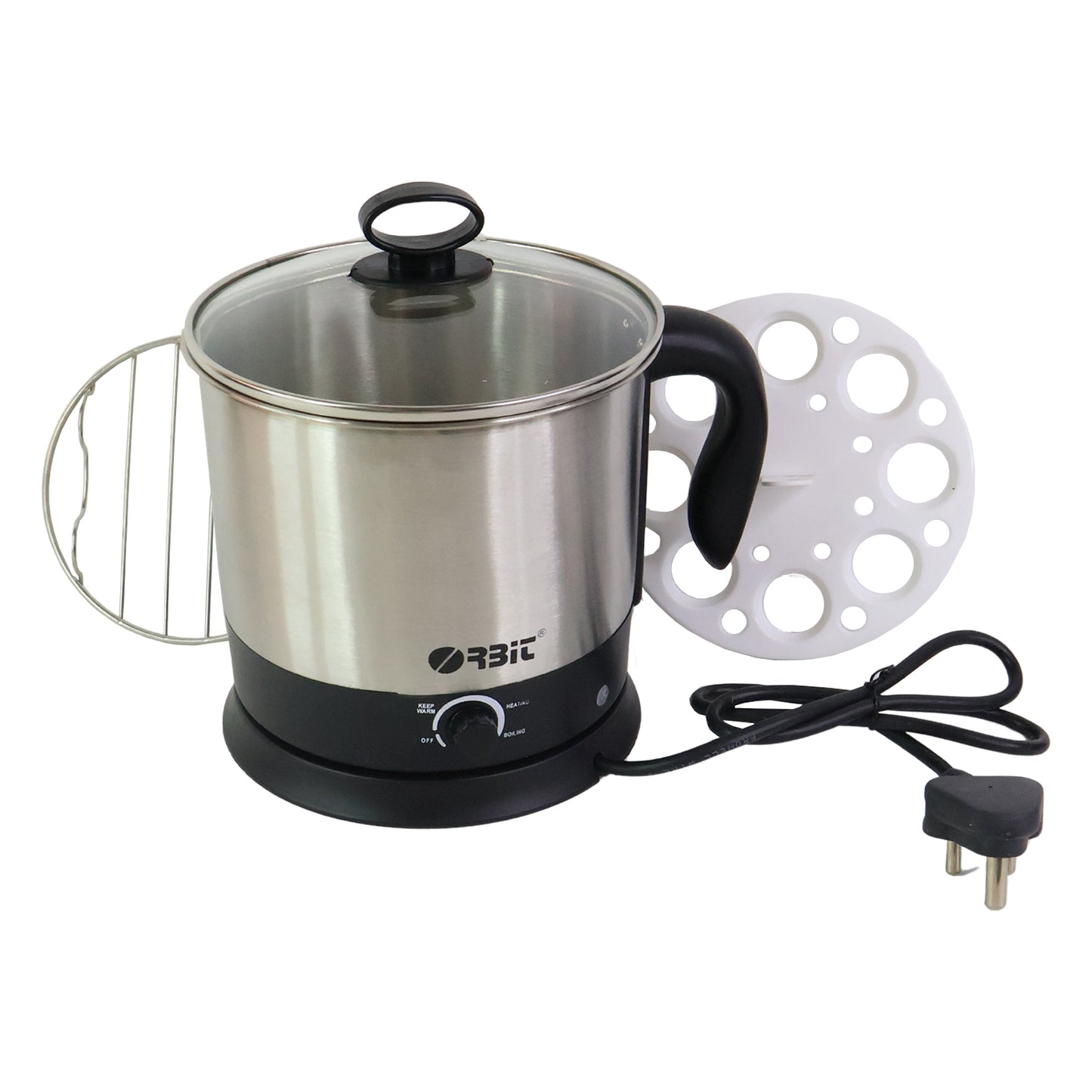 Wukusy Orbit Electric Idli Cooker and Steamer with 650W power, stainless steel trays, and digital controls for home kitchen use