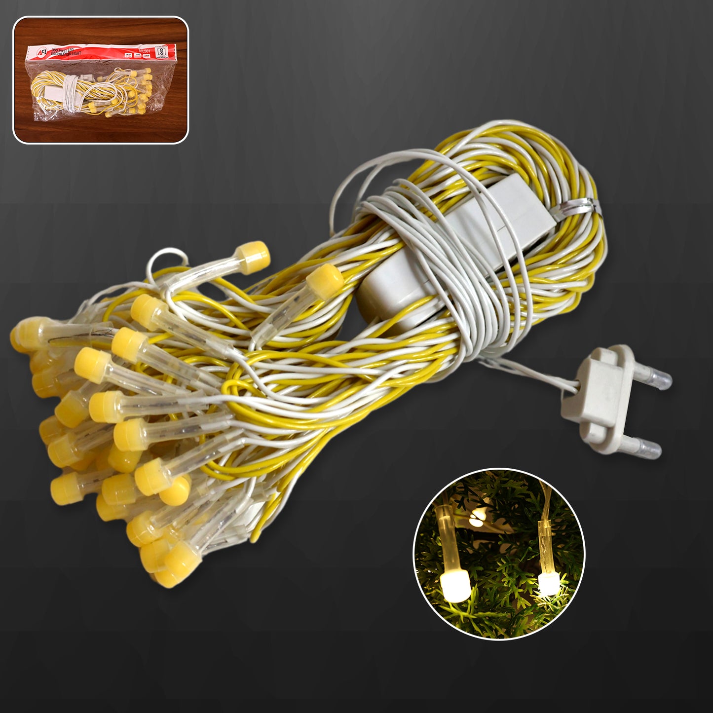 Wukusy 10-meter LED decorative string fairy lights for home decor, with glowing warm white bulbs on a flexible wire.