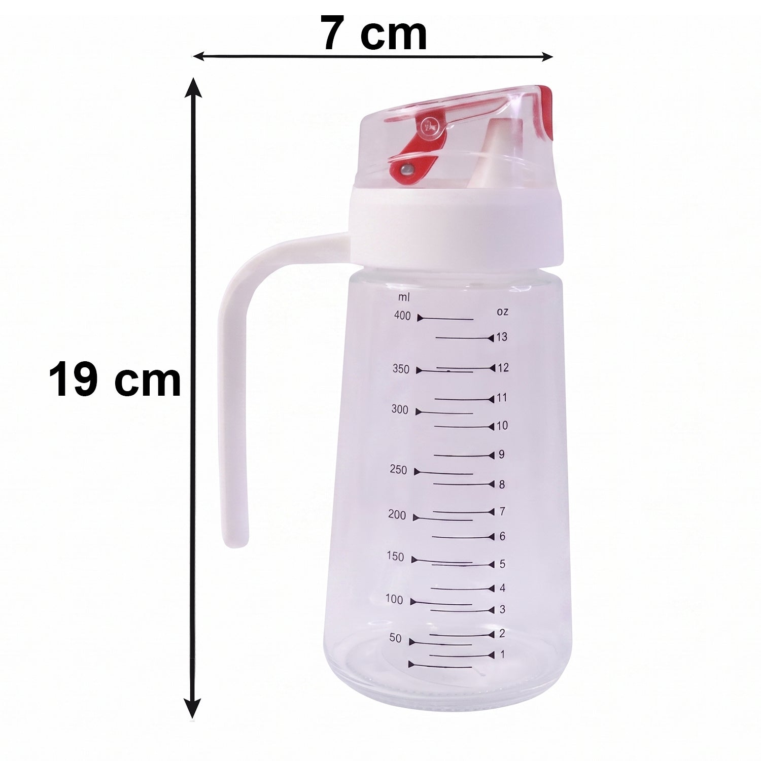 Wukusy glass oil dispenser bottle with auto-flip cap and side handle, 500ml, shown with clear glass and functional design
