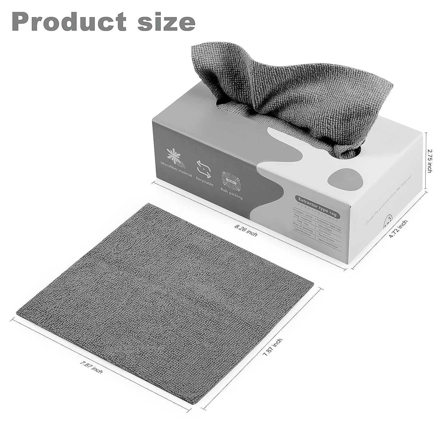 Set of 20 thickened Wukusy Magic Wipe cleaning rags for home, kitchen, and car, showing soft, absorbent fabric and multi-purpose design.