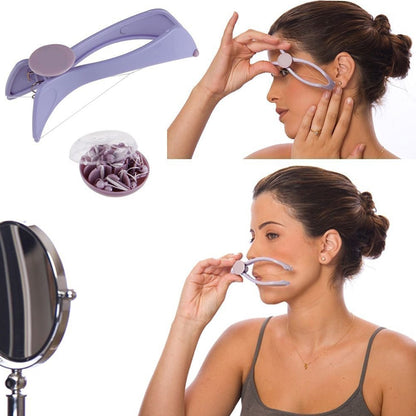 Wukusy Slique painless eyebrow, upper lip, face, and body hair removal threading and shaver kit with manual tweezer system