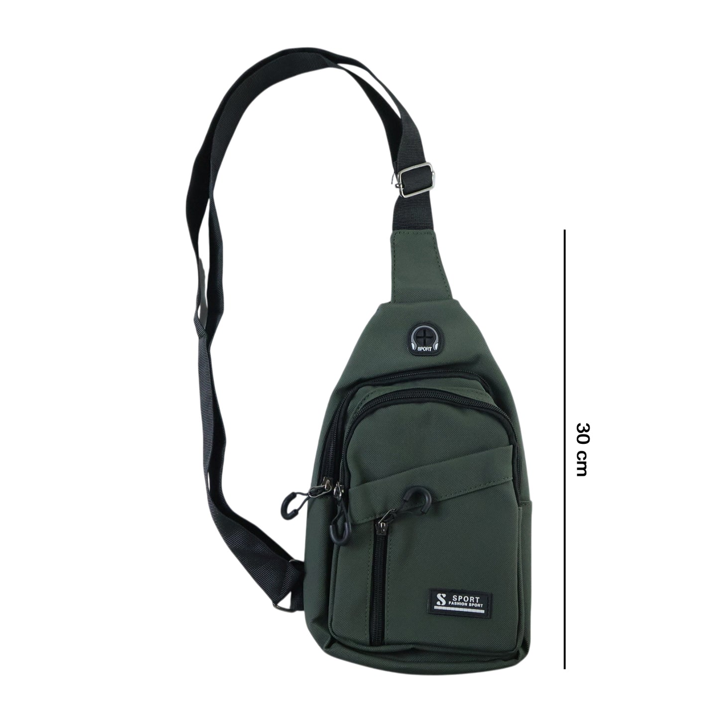 Wukusy durable waist bag with zipper, crossbody sling design, featuring multiple compartments and adjustable strap.