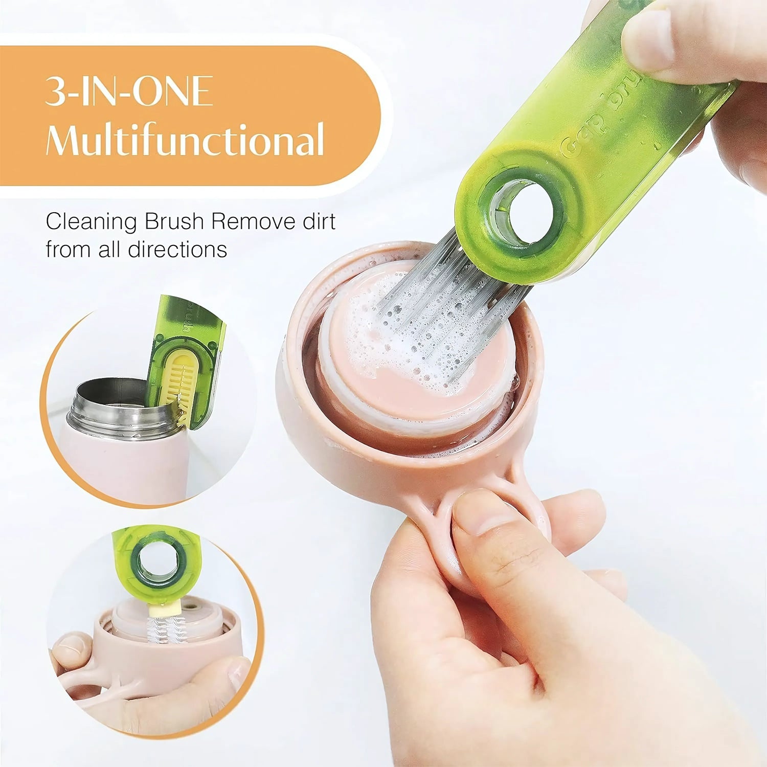 Wukusy 2-in-1 multipurpose cleaning brush tool with dual brush heads for versatile scrubbing and cleaning tasks.