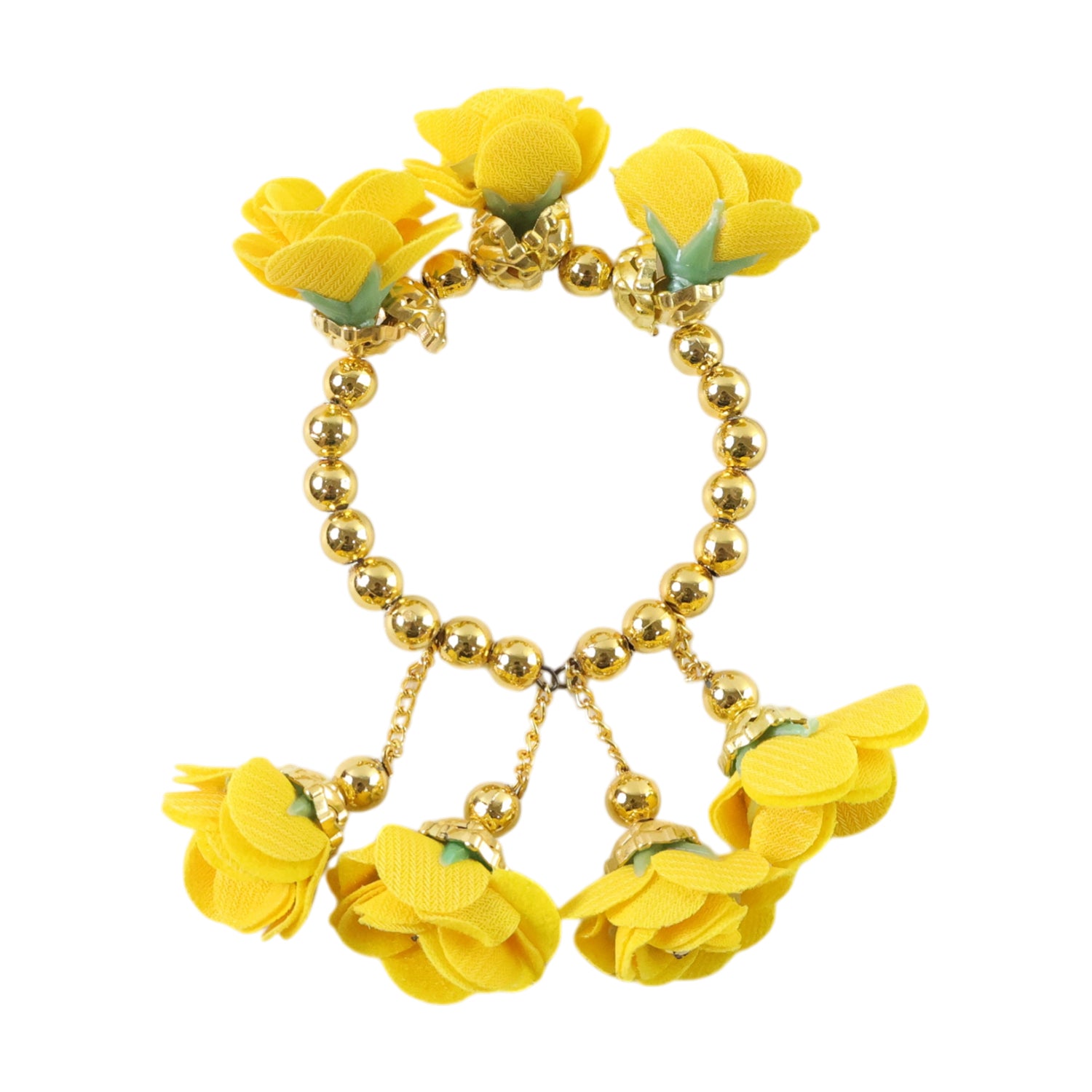Wukusy traditional Haldi Kada bracelet with intricate gold design, suitable for religious Pooja ceremonies and festive wear.