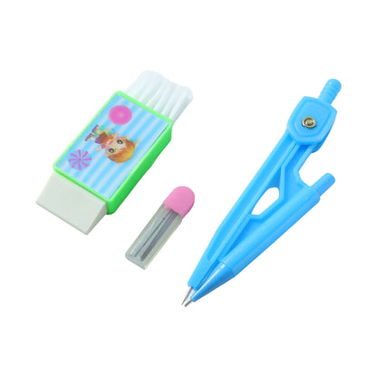 Wukusy premium kids plastic drawing compass and geometry set with rulers and protractor on a white background