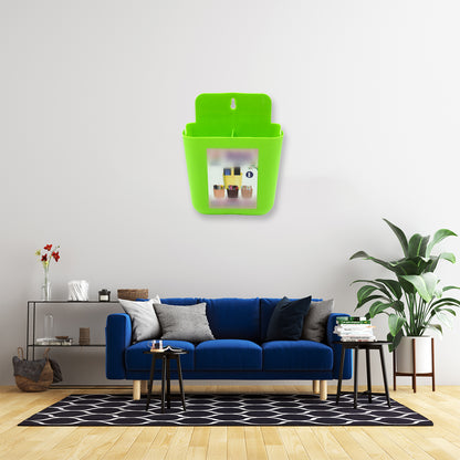 Wukusy 4473 multipurpose wall holder with two sections, used for mobile, remote, makeup brushes, and stationary storage.