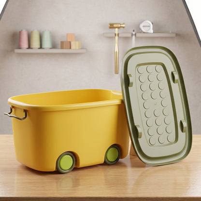 Wukusy 25L rolling storage container box with wheels and lid for toys, durable plastic, ideal for organizing and storing household items