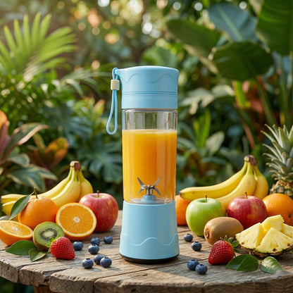 Wukusy portable USB rechargeable electric juicer blender with a compact design and detachable blending jar.